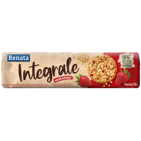 Biscoito integrale renata 150g morango e aveia