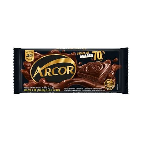 Chocolate Barra Arcor Amargo 70% Cacau 80G