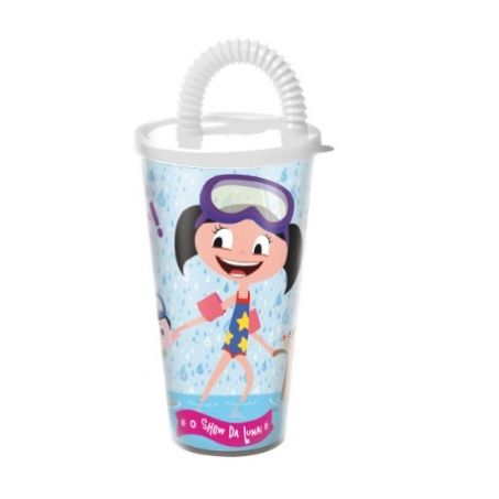 COPO PLASUTIL SHOW DA LUNA C/CANUDO 430ML