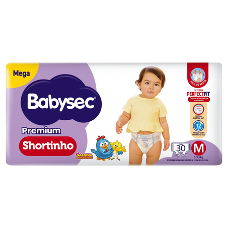 Fralda Babysec Shortinho Mega M - 30 / G - 24 / XG - 22 / XXG - 20 / XXXG - 16