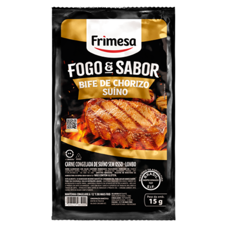 Bife Suíno Frimesa Fogo e Sabor Chorizo Kg 
 cada emb com peso aprox 0,600g