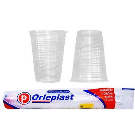 Copo plástico 180ml com 100l orleplast