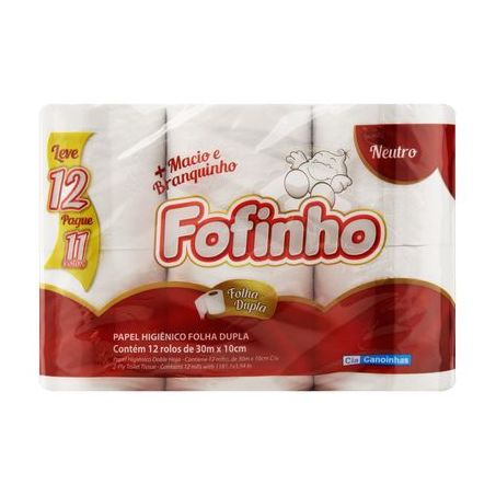 Papel higiênico fofinho f.dup 30m l12 p11 neutro