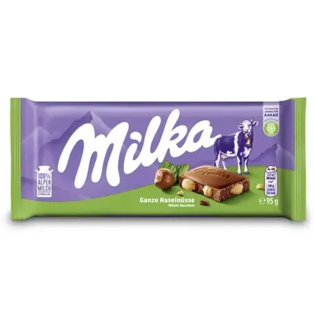Chocolate barra milka 95g avela inteira
