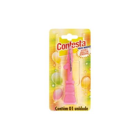 Vela Aniversário Pavio Magico N.1 Rosa