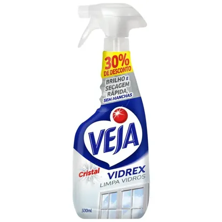 LIMPA VIDROS VEJA VIDREX CRISTAL 500ML 30% DESCONTO