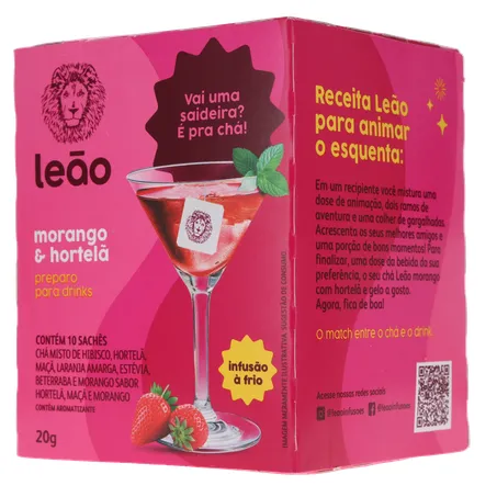 Chá Leão Drinks Morango e Hortelã C/10 Sachês 360-4