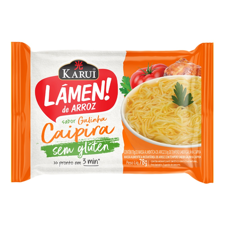 Lamen de Arroz Karui Sabor Galinha Caipira sem GLúten 78G