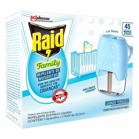 Repelente Raid Liq. 45 Noites Aparelho Family 32,9ml
