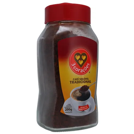CAFÉ SOLÚVEL 3 CORAÇÕES TRADICIONAL VIDRO 200G 360-33