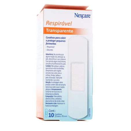 Curativo nexcare transparente respirável caixa c-10unid 360-17