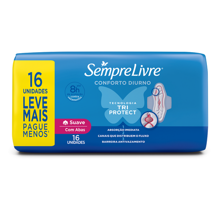 ABSORVENTE SEMPRE LIVRE C/16 AD PLUS C/ ABAS SUAVES LEVE MAIS PAGUE MENOS