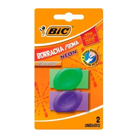 Borracha Escolar Bic 2un Neon Sm