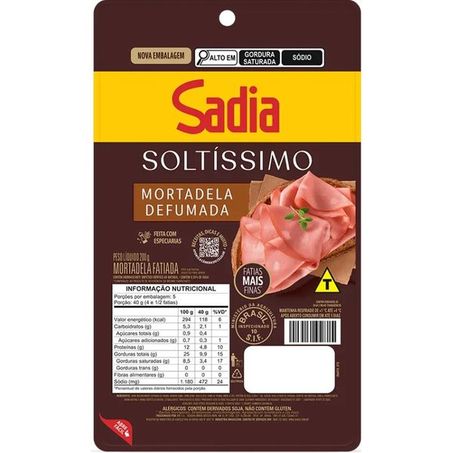 Mortadela sadia soltíssimo defumada fatiada 200g