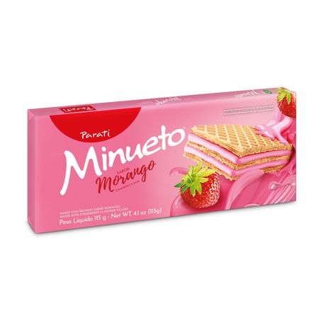 Biscoito wafer recheio morango minueto