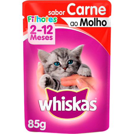 ALIMENTO PARA GATO WHISKAS FILHOTE CARNE AO MOLHO SACHÊ 85G