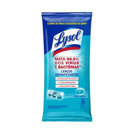 LENCO DESINFETANTE LYSOL FRESCOR MARINHO C/36