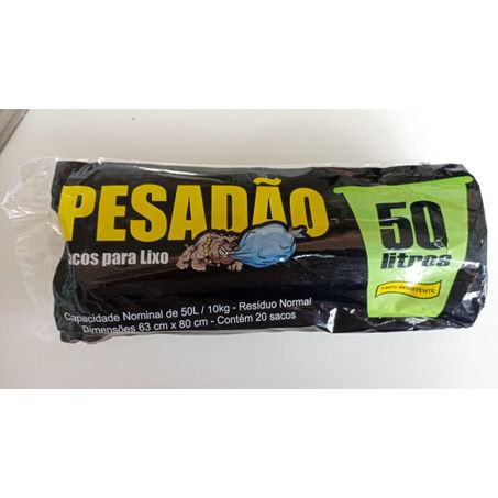 Saco para lixo pesadão rolo 50l 10kg c/20