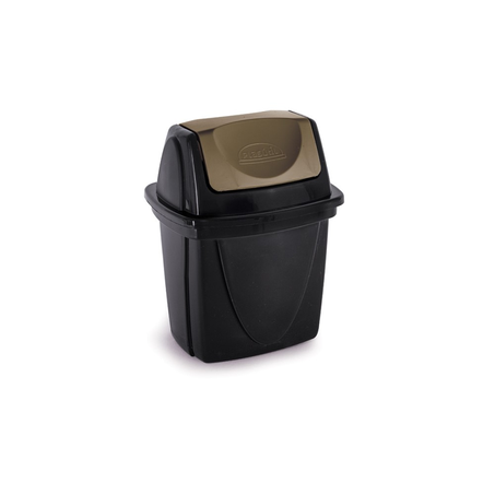 LIXEIRA PLASUTIL ECOBLACK BASCULANTE PARA PIA PRETO 4.9L