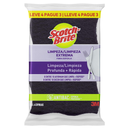 Esponja Scotch-Brite Limpeza Extrema - Roxa - Com 4 Esponjas