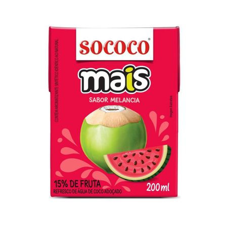Água de coco sococo sabor melancia 200ml
