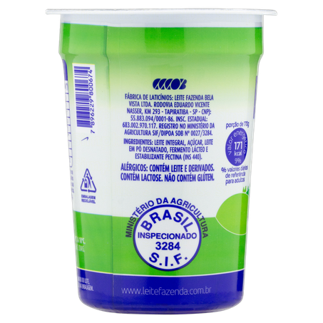 Iogurte Integral Adoçado Fazenda Bela Vista Copo 170g 360-3