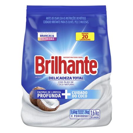 Detergente em pó brilhante delicadeza total 1.6kg
