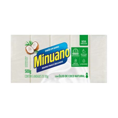 Sabão em Barra Minuano Coco Premium Pacote 500G