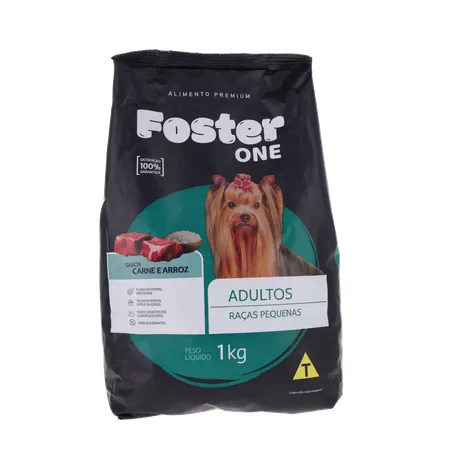 ALIMENTO PARA CÃO FOSTER ONE RAÇAS PEQUENAS CARNE E ARROZ PACOTE 1KG 360-35
