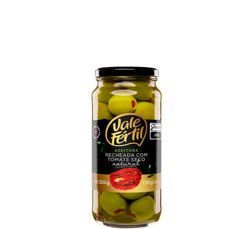 AZEITONA RECHEADA TOMATE SECO 130G - VALE FERTIL