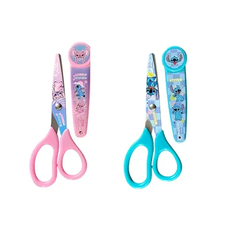 Tesoura escolar molin stitch com protetor 13cm