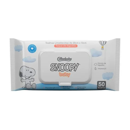 TOALHA UMEDECIDA COTTONBABY SNOOPY BABY RN 50UN