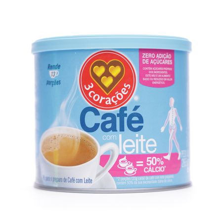 Café 3 corações com leite zero açúcar 265g
