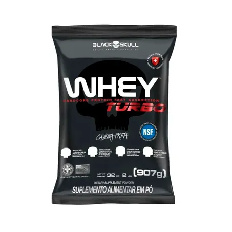 Whey Black Skull Turbo 907g Baunilha