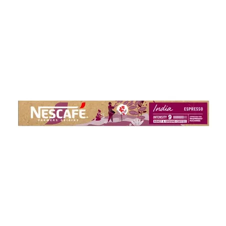 Café Torrado e Moído em Cápsulas Nescafé Farmers Origins Espresso India Caixa com 10un - 44gr