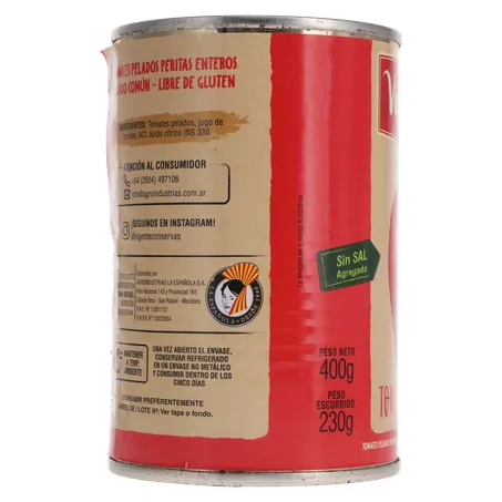TOMATE PELADO IMPORTADO DA ARGENTINA VIGENTE LATA 230G 360-27