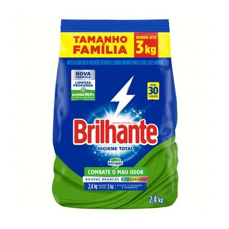 Lava-roupas Pó Roupas Brancas E Coloridas Brilhante Higiene Total Antibac Pacote Tamanho Família 2.4KG