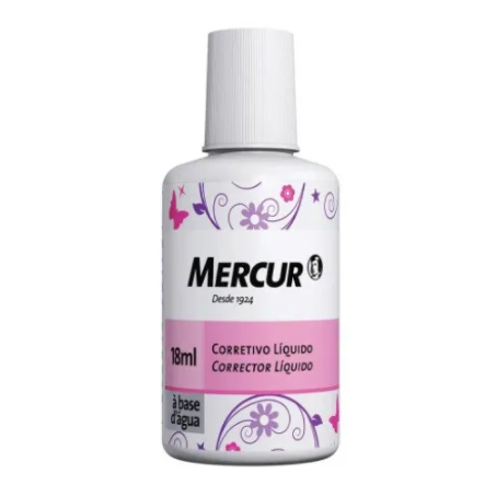 CORRETIVO LÍQUIDO MERCUR BASE D ÁGUA 18ML