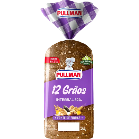 Pão pullman 12 grãos 52% integral 450g
