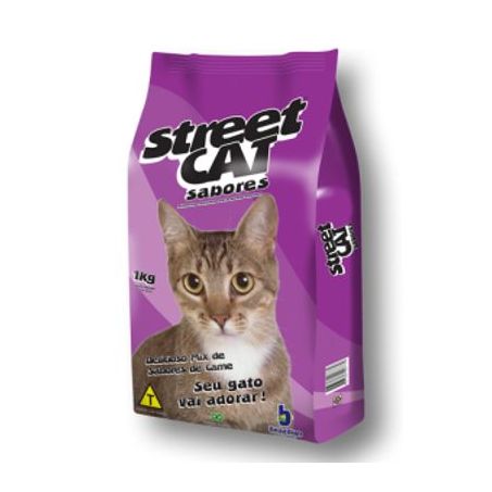 RACAO P/GATO CARNE/PEIX STREET CAT 1KG
