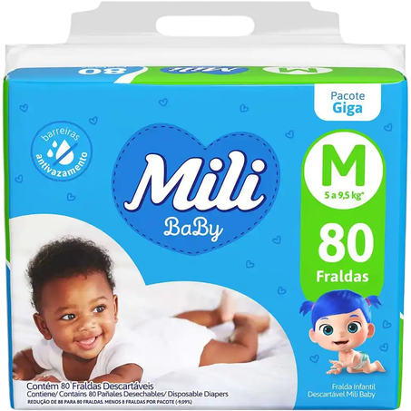 Fralda mili baby giga m c/80un