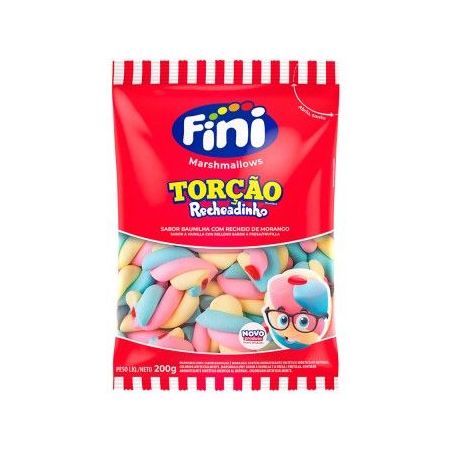 Marshmallow fini rosa e branco recheado 200g