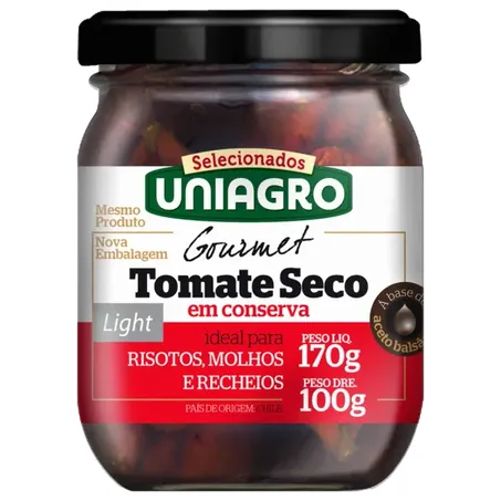 Tomate Seco em Conserva Selecionados Uniagro Pote de Vidro 100gr