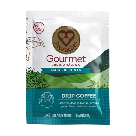 Café 3 Corações Gourmet Drip Coffee Gourmet Matas De Minas Sachê 10g 
 