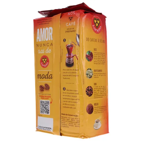 Cafe 3 coracoes tradicional vacuo lv500g pg 475g 360-22