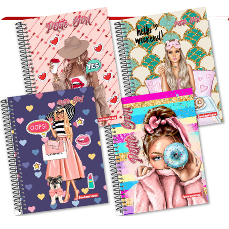 Caderno panamericana petite girl capa dura pequeno c/96 folhas