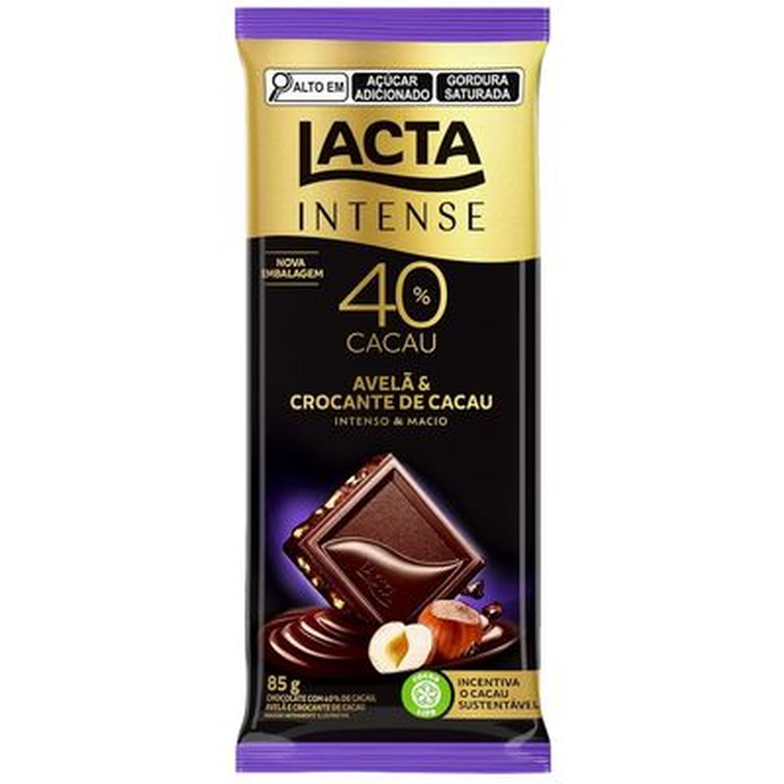 Chocolate Lacta Intense Avela Crocante de Cacau 85g | Centro de