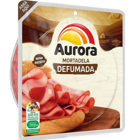 Mortadela fatiada defumada aurora 180g