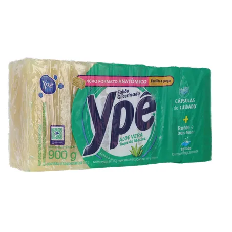 Sabão em Barra Glicerinado Ypê Aloe Vera Toque de Maciez Pacote com 5un - 900gr 360-33