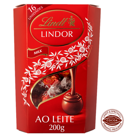 Chocolate Suíço ao Leite Recheio Cremoso Lindt Lindor Caixa 200g 360-2